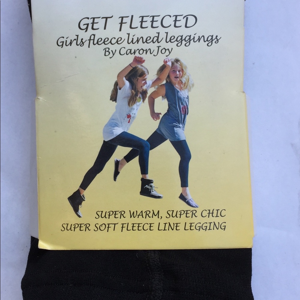 Girls fleece lined leggings black new